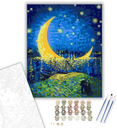 Számfestő Éjszakai Van Gogh - számfestő készlet - 40×50 cm (Keretre feszítve) (crea445-40X50-KF)