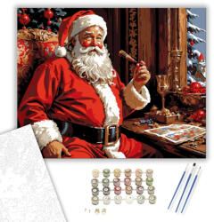  Kandalló Melletti Télapó Derűje - számfestő készlet - 40×50 cm (Keretre feszítve)