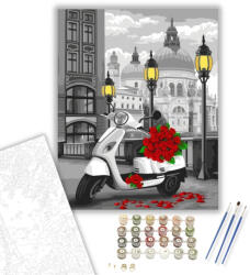  Fehér Vespa - számfestő készlet - 80×100 cm (Keretre feszítve)