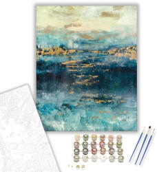  Kékeszöld és Arany Tér - számfestő készlet - 40×50 cm (Keretre feszítve)