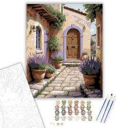  Levendulával Szegélyezett Európai Udvar - számfestő készlet - 40×50 cm (Keretre feszítve)