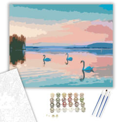 Számfestő Balatoni Napkelte Hattyúkkal - számfestő készlet - 40×50 cm (Keretre feszítve) (crea6898-40X50-KF)