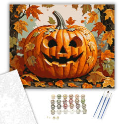 Számfestő Őszi Töklámpás - számfestő készlet - 40×50 cm (Keretre feszítve) (crea3047-40X50-KF)