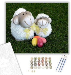  Báránykák - húsvéti számfestő készlet - 40×50 cm (Keretre feszítve)