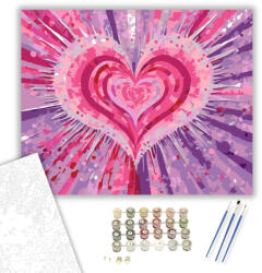  Rózsaszín Szívtörés Absztrakció - számfestő készlet - 40×50 cm (Keretre feszítve)