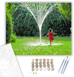  Gyermekjáték a Kerti Szökőkútnál - számfestő készlet - 40×50 cm (Keretre feszítve)