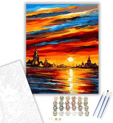 Számfestő Öböl a Naplementében - Számfestő készlet - 40×50 cm (Keretre feszítve) (jy027-40X50-KF)