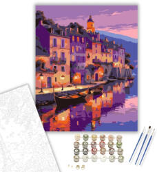  Francia Folyóparti Falu - számfestő készlet - 40×50 cm (Keretre feszítve)