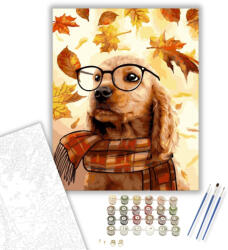  Okos kutya - számfestő készlet - 40×50 cm (Keretre feszítve)