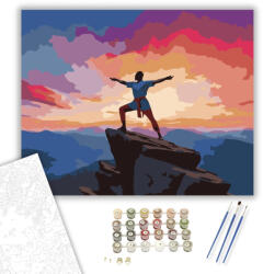 Számfestő Férfi Virabhadrasana II Pózban Hegytetőn - számfestő készlet - 40×50 cm (Keretre feszítve) (crea6800-40X50-KF)