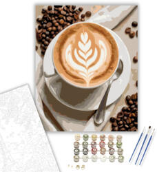  Latte Art Kávécsésze - számfestő készlet - 40×50 cm (Keretre feszítve)