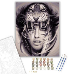  Tigris álarc - számfestő készlet - 40×50 cm (Keretre feszítve)