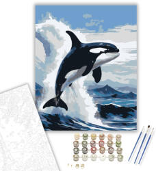 Számfestő Ugró Orca a Hullámok Felett - számfestő készlet - 40×50 cm (Keretre feszítve) (crea6068-40X50-KF)