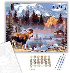 Számfestő Jávorszarvas a parton - számfestő készlet - 40×50 cm (Keretre feszítve) (crea1292-40X50-KF)