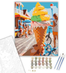  Szivárványfagyi a Tengerparton - számfestő készlet - 40×50 cm (Keretre feszítve)