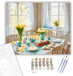 Számfestő Húsvéti Reggeli Asztal - számfestő készlet - 40×50 cm (Keretre feszítve) (crea6428-40X50-KF)