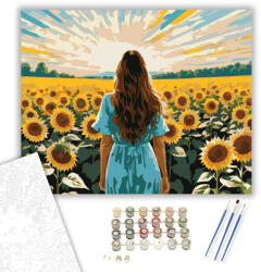 Napraforgó Könyvkiadó Mező Nővel - számfestő készlet - 40×50 cm (Keretre feszítve)