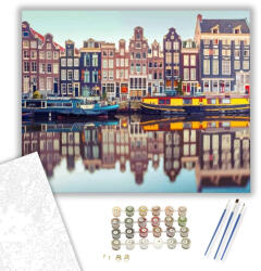  Amszterdami Csatorna - számfestő készlet - 40×50 cm (Keretre feszítve)