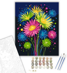  Virágzó Színrobbanás - számfestő készlet - 40×50 cm (Keretre feszítve)