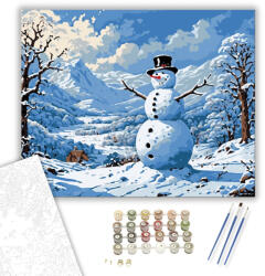  Téli Vidámság - számfestő készlet - 40×50 cm (Keretre feszítve)