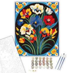  Irises Mandala Van Gogh Stílusban - számfestő készlet - 40×50 cm (Keretre feszítve)