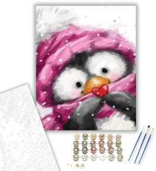 Számfestő Kukucs pingvin - számfestő készlet - 40×50 cm (Keretre feszítve) (crea288-40X50-KF)