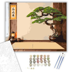  Bonsai és Zen Kalligráfia - számfestő készlet - 40×50 cm (Keretre feszítve)
