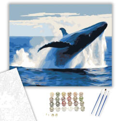 Számfestő Bálna Felszökkenése a Hullámok Között - számfestő készlet - 40×50 cm (Keretre feszítve) (crea6185-40X50-KF)