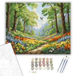  Virágzó Tavaszi Erdő - számfestő készlet - 40×50 cm (Keretre feszítve)