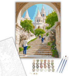  Halászbástya Tavaszi Reggelen - számfestő készlet - 40×50 cm (Keretre feszítve)