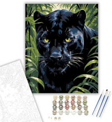 Számfestő Fekete Párduc a Holdfényes Dzsungelben - számfestő készlet - 40×50 cm (Keretre feszítve) (crea5536-40X50-KF)