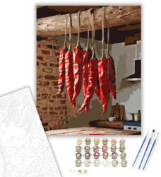  Fűszerpaprika Konyhai Dekoráció - számfestő készlet - 80×100 cm (Keretre feszítve)