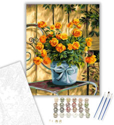  Sárga rózsa - számfestő készlet - 40×50 cm (Keretre feszítve)