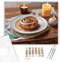  Fahéjas Csiga Kellemes Hangulatban - számfestő készlet - 40×50 cm (Keretre feszítve)