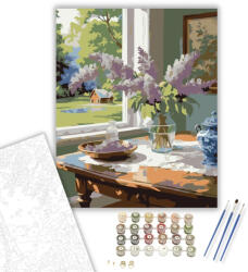  Napfényes Lila Orgona Csokor - számfestő készlet - 40×50 cm (Keretre feszítve)