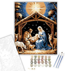  Szent Éjszaka Ragyogása - számfestő készlet - 40×50 cm (Keretre feszítve)
