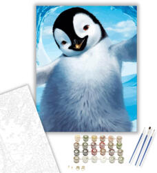  Pingvin - számfestő készlet - 40×50 cm (Keretre feszítve)