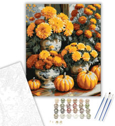  Őszi aranyló virágeső - számfestő készlet - 40×50 cm (Keretre feszítve)