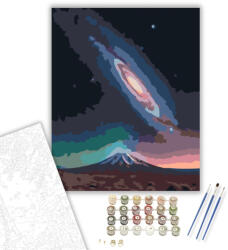  Lentikuláris Galaxis és Hegyi Táj - számfestő készlet - 40×50 cm (Keretre feszítve)