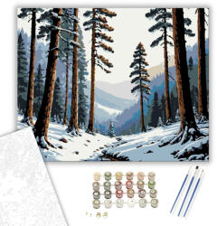 Számfestő Havas Fenyőerdő Harmóniája - számfestő készlet - 40×50 cm (Keretre feszítve) (crea5252-40X50-KF)