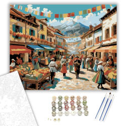  Tavaszi Fesztivál a Városi Térben - számfestő készlet - 40×50 cm (Keretre feszítve)