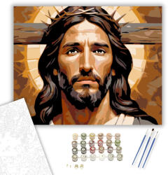  Jézus Tüskés Koronával - számfestő készlet - 40×50 cm (Keretre feszítve)