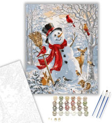Számfestő Boldog hóember - számfestő készlet - 40×50 cm (Keretre feszítve) (crea419-40X50-KF)