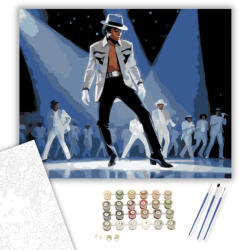  Michael Jackson Moonwalk Portré - számfestő készlet - 40×50 cm (Keretre feszítve)