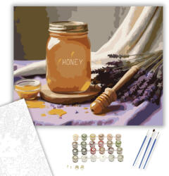 Számfestő Mézes Üveg és Levendula - számfestő készlet - 40×50 cm (Keretre feszítve) (crea6253-40X50-KF)