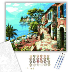  Olasz Kávézó Terasz - számfestő készlet - 40×50 cm (Keretre feszítve)