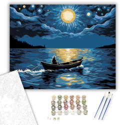  Csillagfényes Evezés - számfestő készlet - 40×50 cm (Keretre feszítve)