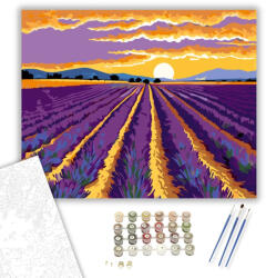  Levendulamezők Alkonyatkor - számfestő készlet - 40×50 cm (Keretre feszítve)