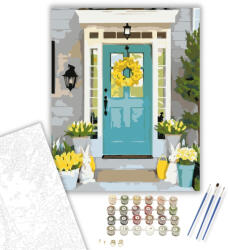  Húsvéti Dekorációs Tornác - számfestő készlet - 40×50 cm (Keretre feszítve)