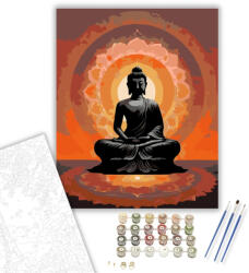  Meditáló Buddha Mandalával - számfestő készlet - 40×50 cm (Keretre feszítve)